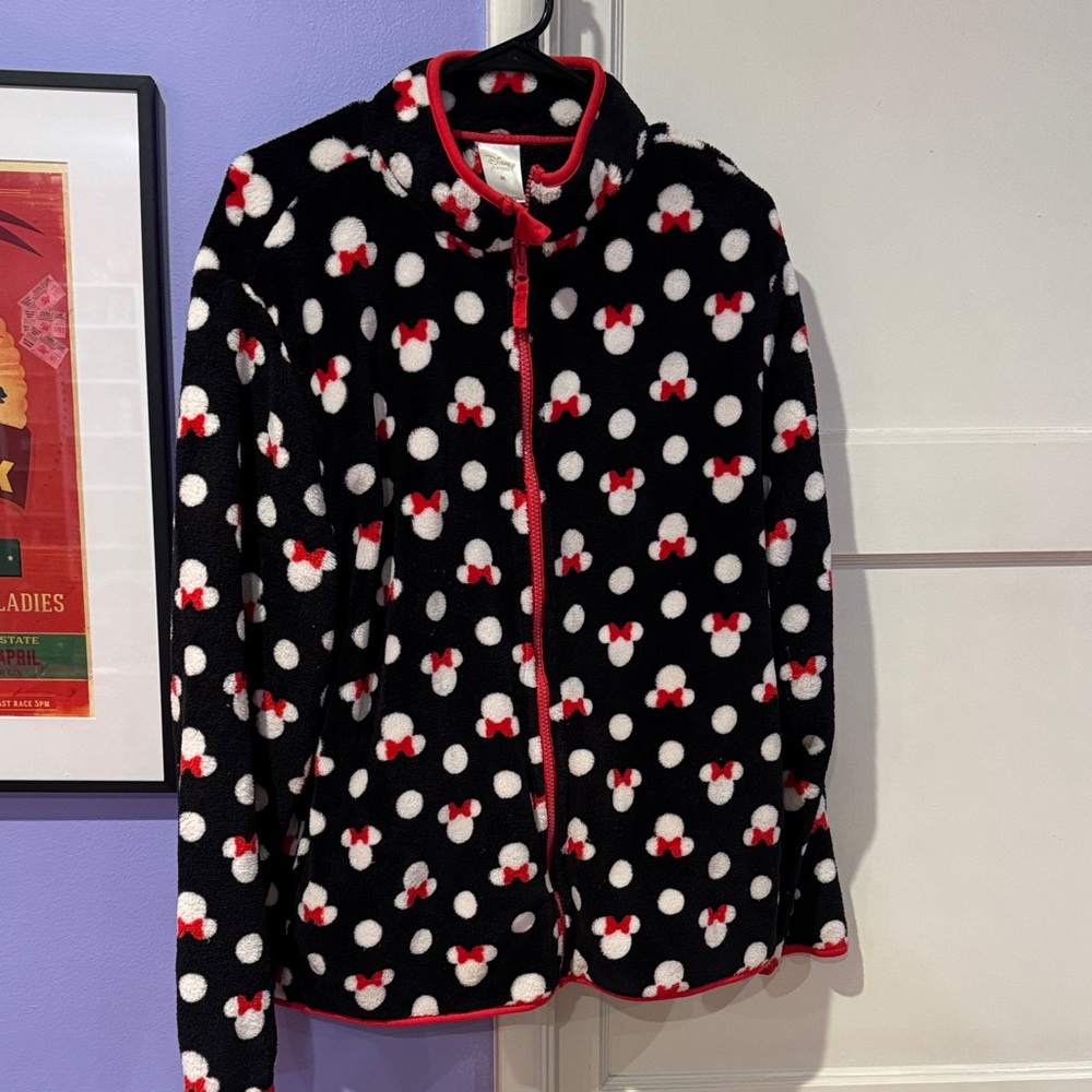 Disney Black and Red Polka Dot Fleece Jacket